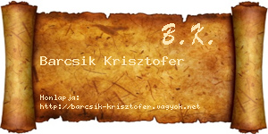 Barcsik Krisztofer névjegykártya